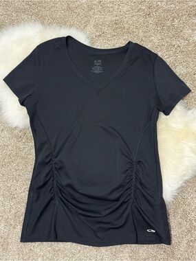 Champion Maternity Black V-Neck Short Sleeve Tee with Side Ruching Size S